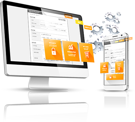 C-PAY 맞춤형 결제페이지가 PC와 모바일에 표시된 모습
